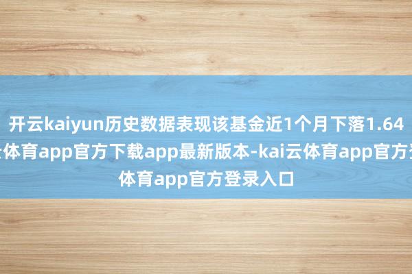 开云kaiyun历史数据表现该基金近1个月下落1.64%-kai云体育app官方下载app最新版本-kai云体育app官方登录入口
